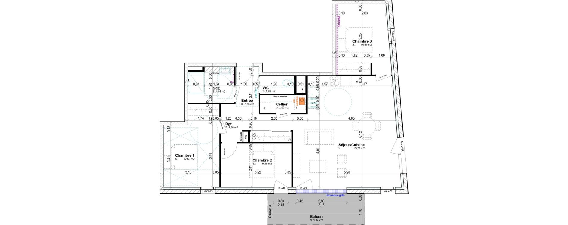 Appartement T4 de 85,16 m2 &agrave; Ifs Centre