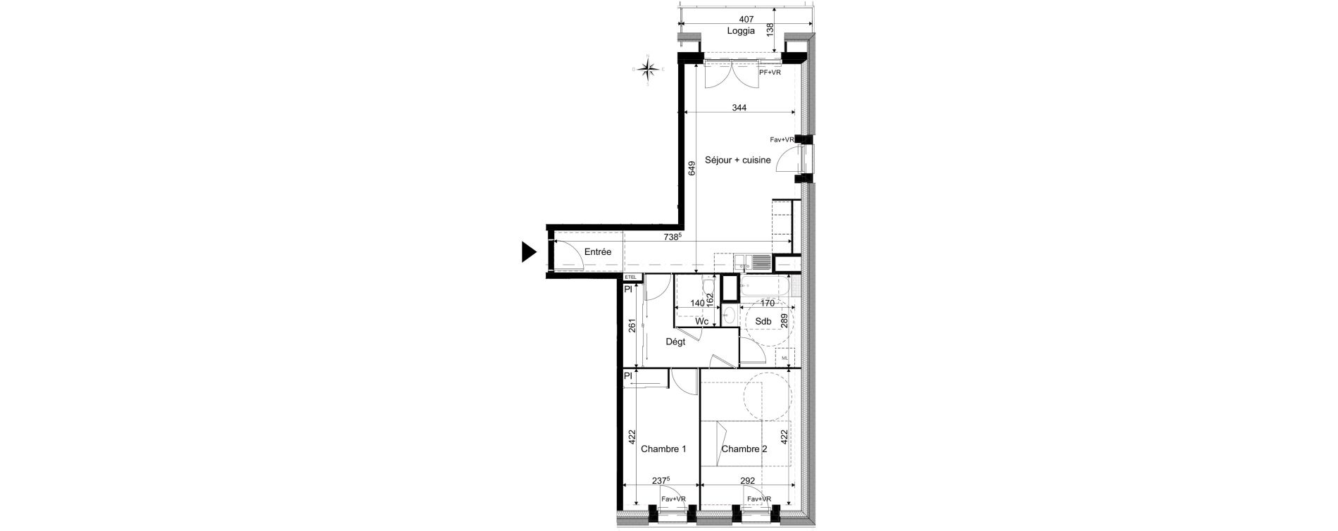 Appartement T3 de 64,36 m2 &agrave; La Rivi&egrave;re-Saint-Sauveur Centre