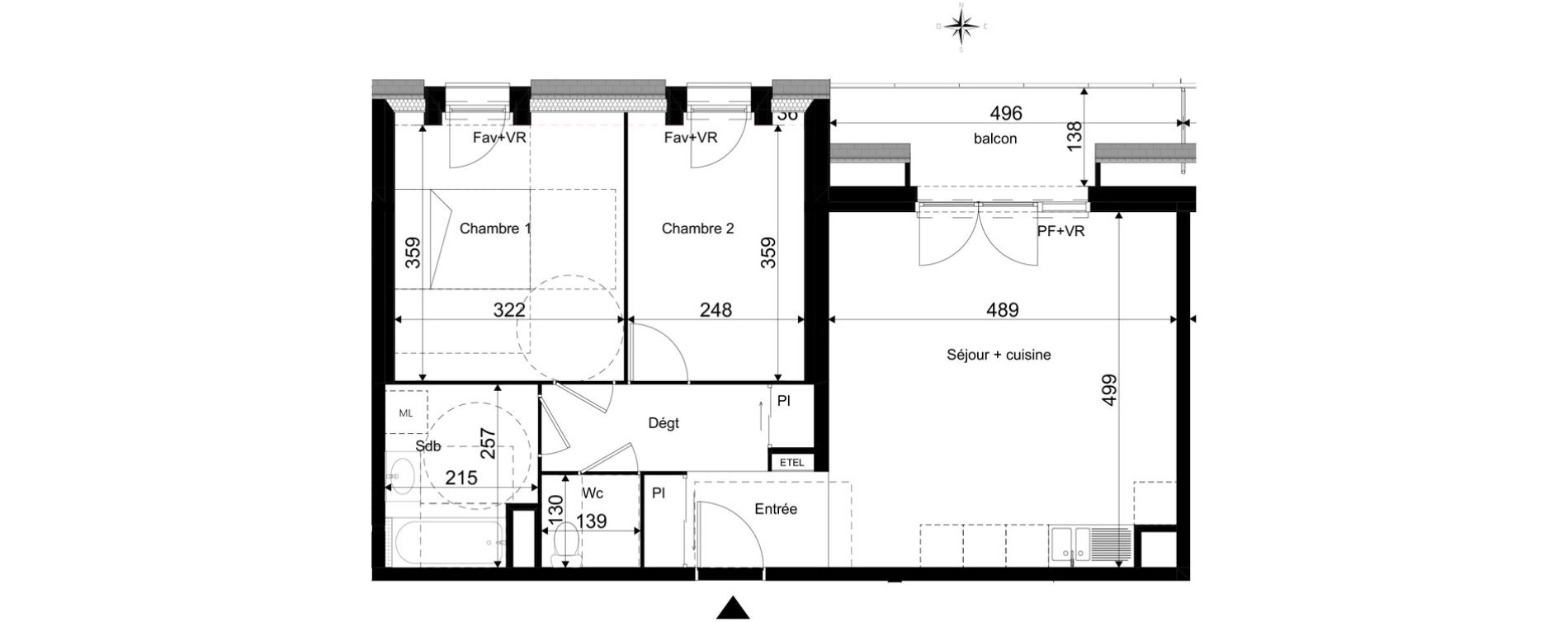 Appartement T3 de 59,72 m2 &agrave; La Rivi&egrave;re-Saint-Sauveur Centre