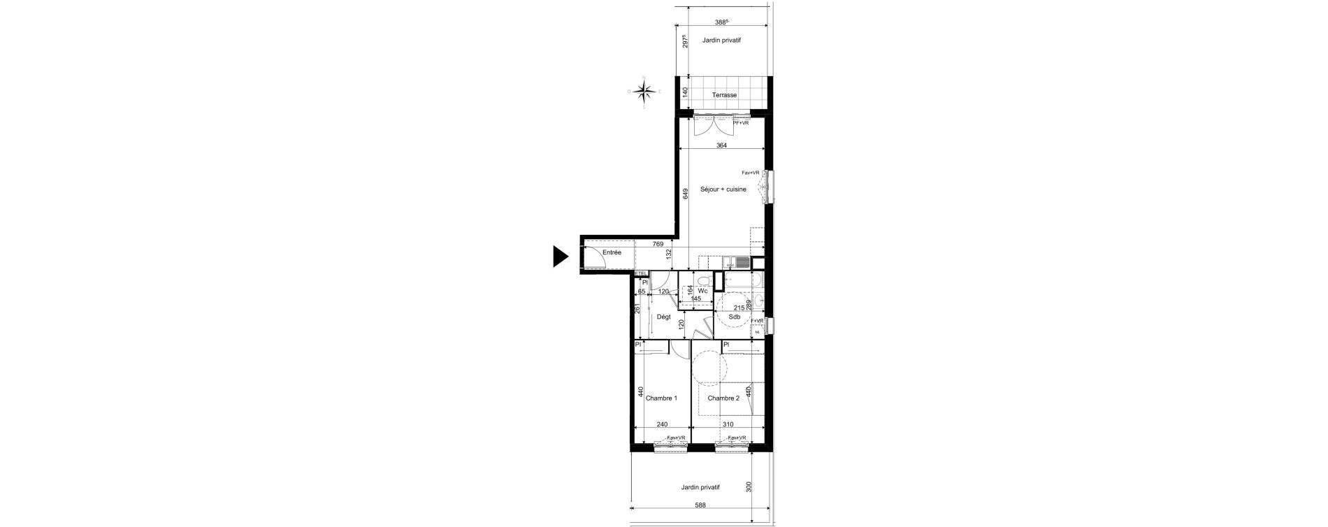 Appartement T3 de 67,89 m2 &agrave; La Rivi&egrave;re-Saint-Sauveur Centre