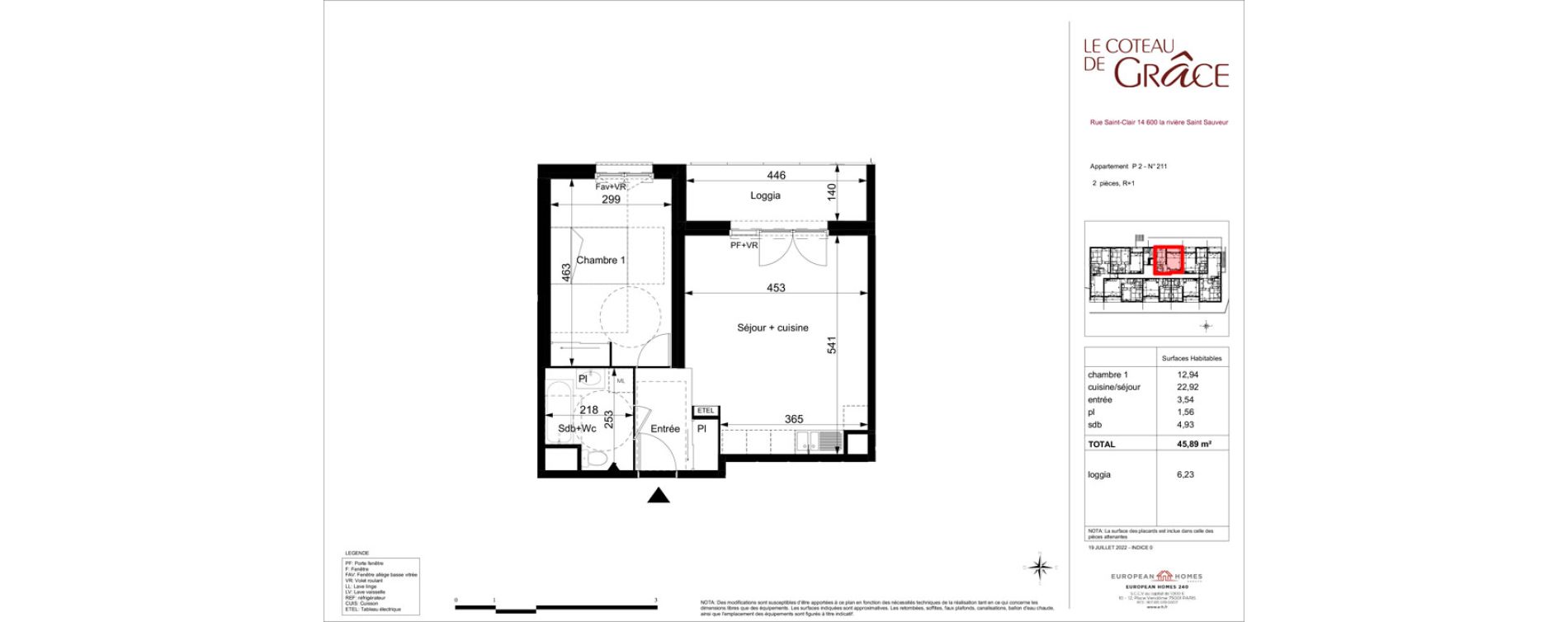 Appartement T2 de 45,89 m2 &agrave; La Rivi&egrave;re-Saint-Sauveur Centre
