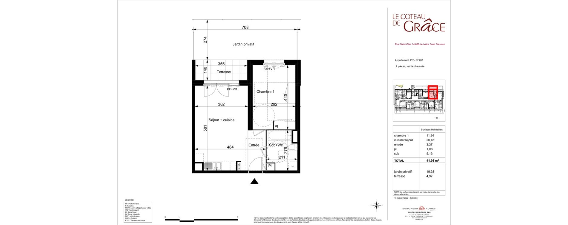 Appartement T2 de 41,98 m2 &agrave; La Rivi&egrave;re-Saint-Sauveur Centre