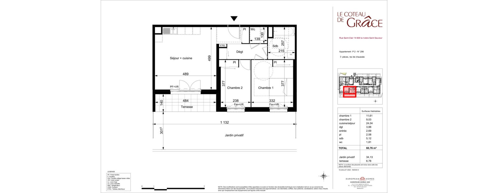 Appartement T3 de 60,76 m2 &agrave; La Rivi&egrave;re-Saint-Sauveur Centre