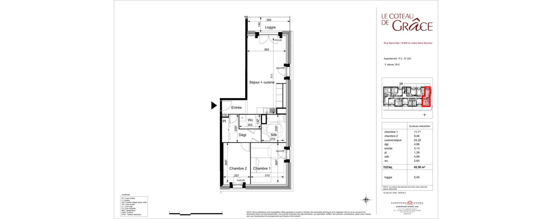 Appartement T3 de 62,50 m2 &agrave; La Rivi&egrave;re-Saint-Sauveur Centre