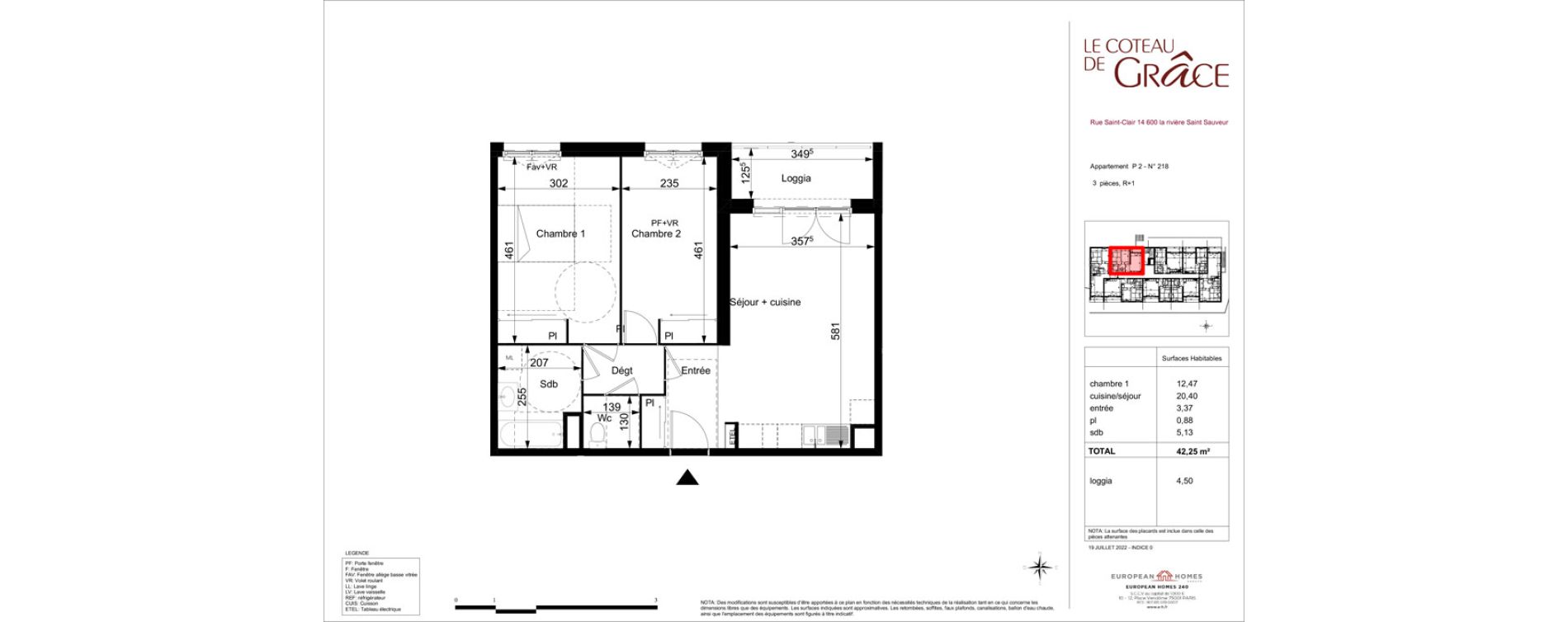 Appartement T3 de 42,25 m2 &agrave; La Rivi&egrave;re-Saint-Sauveur Centre
