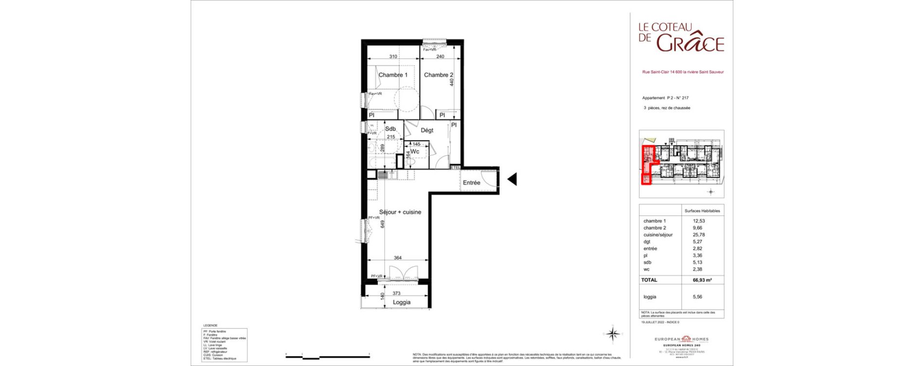 Appartement T3 de 66,93 m2 &agrave; La Rivi&egrave;re-Saint-Sauveur Centre