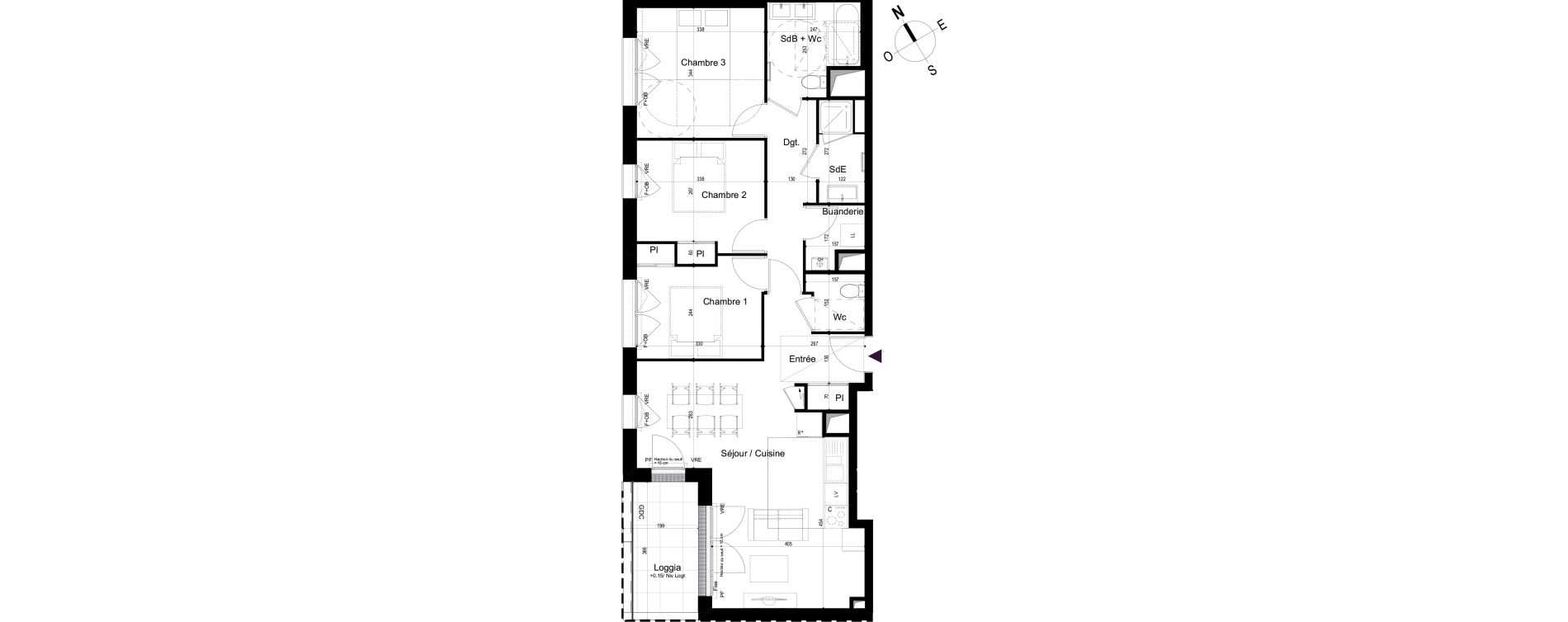 Appartement T4 de 82,16 m2 &agrave; Mondeville Vall&eacute;e barrey - piscine - madelaine