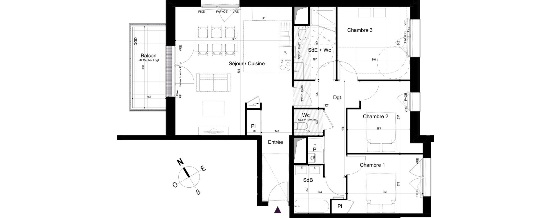 Appartement T4 de 88,09 m2 &agrave; Mondeville Vall&eacute;e barrey - piscine - madelaine