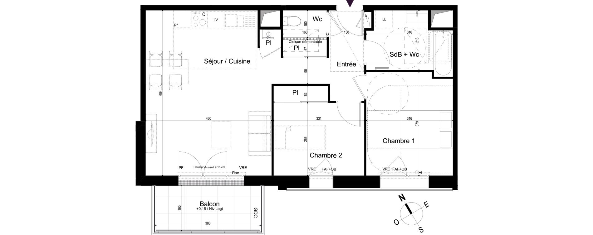 Appartement T3 de 64,67 m2 &agrave; Mondeville Vall&eacute;e barrey - piscine - madelaine