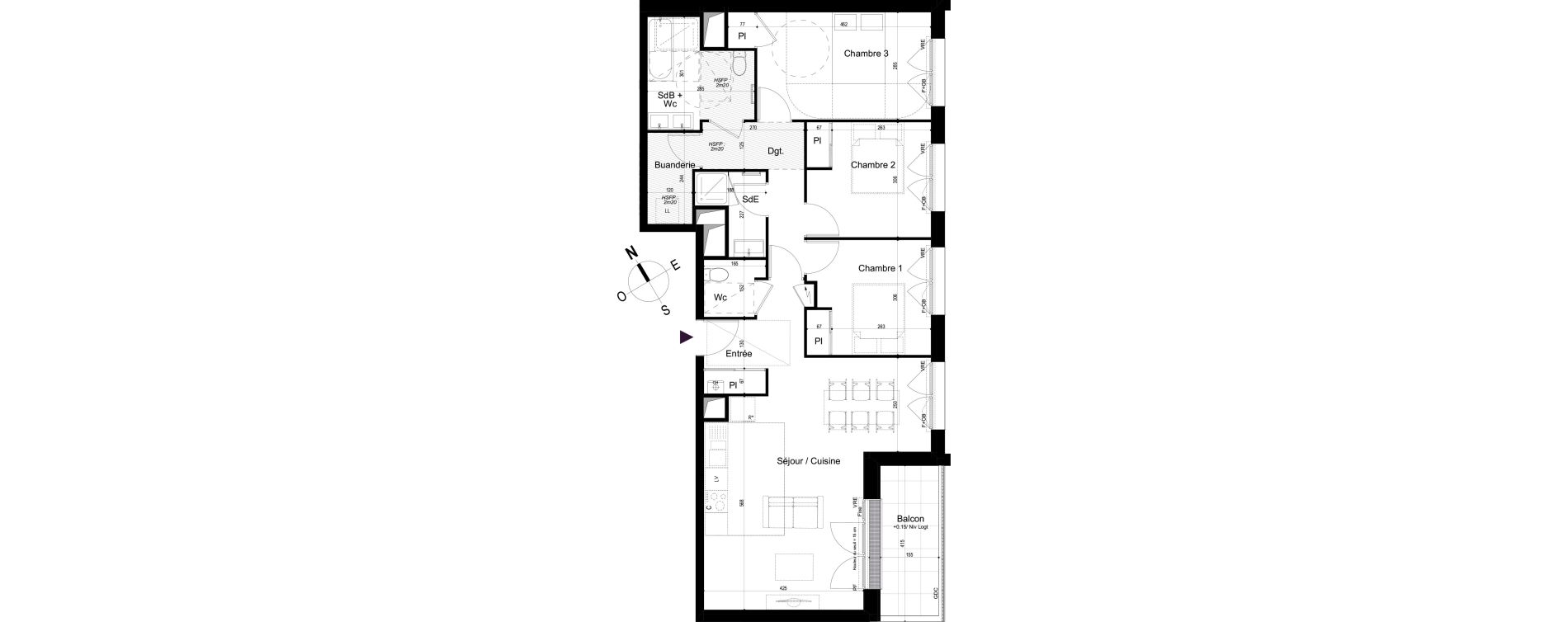 Appartement T4 de 91,51 m2 &agrave; Mondeville Vall&eacute;e barrey - piscine - madelaine