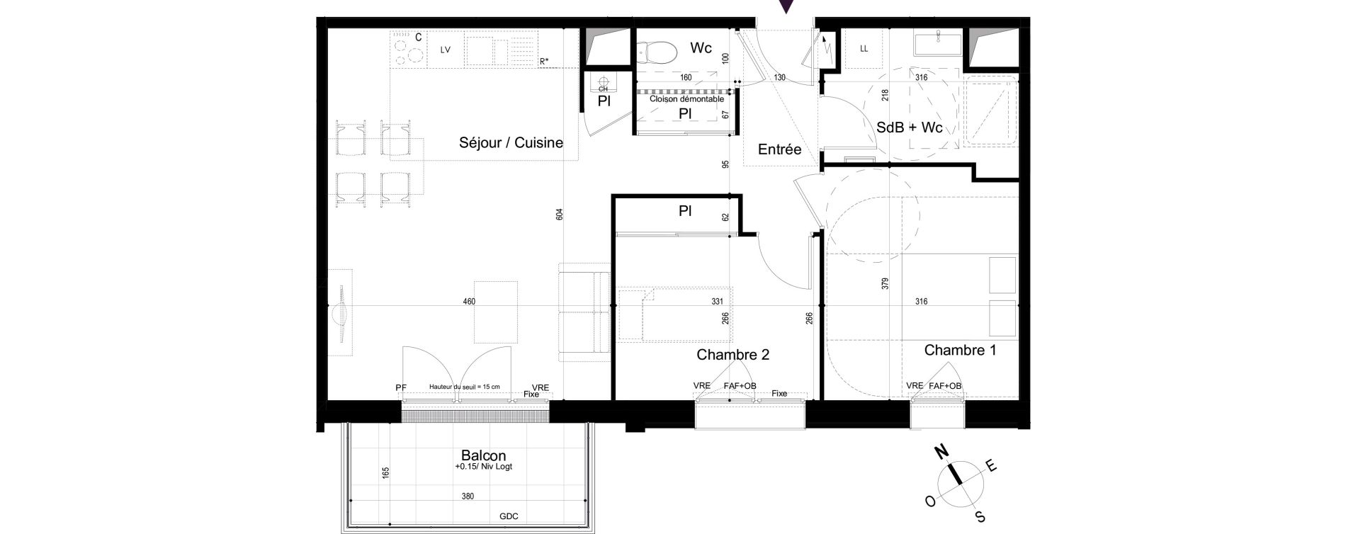 Appartement T3 de 64,69 m2 &agrave; Mondeville Vall&eacute;e barrey - piscine - madelaine