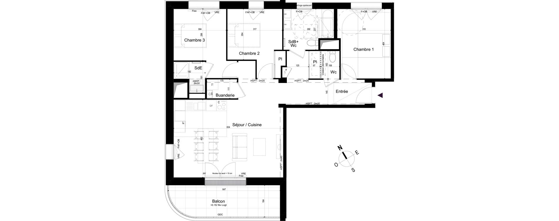 Appartement T4 de 89,56 m2 &agrave; Mondeville Vall&eacute;e barrey - piscine - madelaine