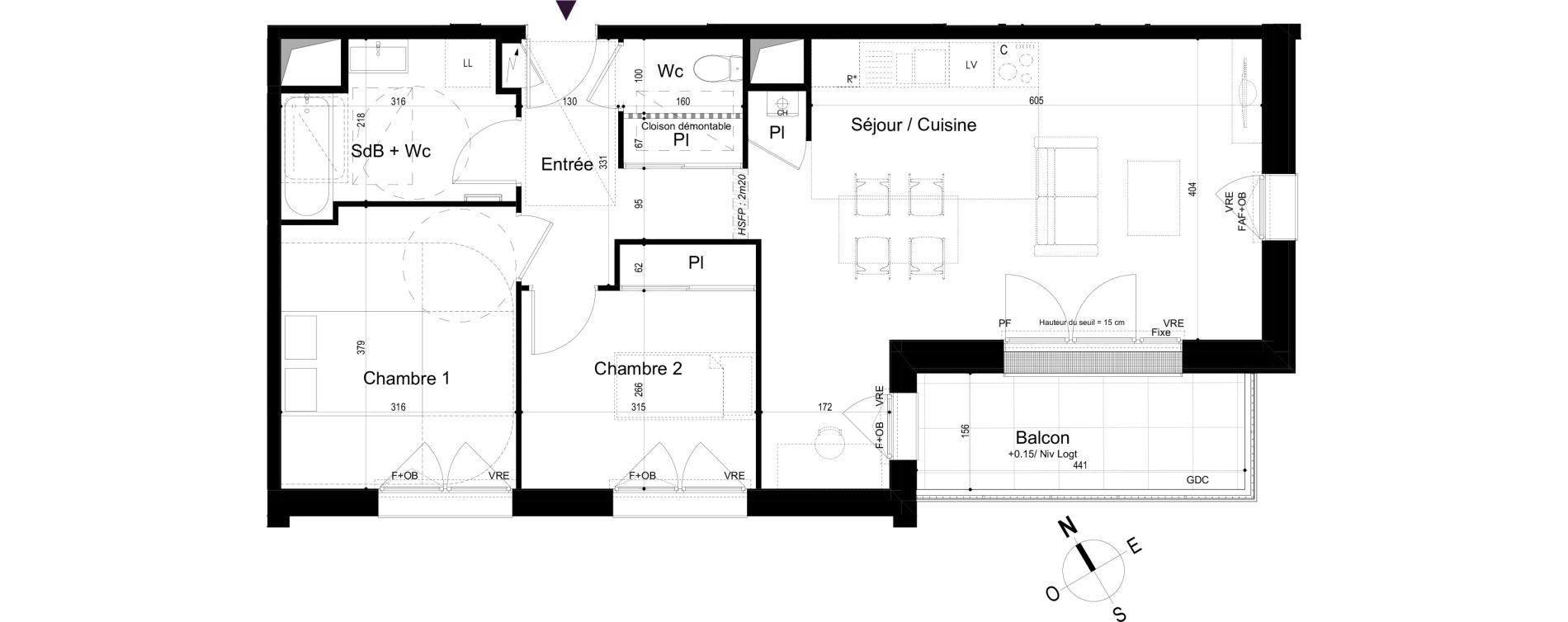 Appartement T3 de 66,50 m2 &agrave; Mondeville Vall&eacute;e barrey - piscine - madelaine