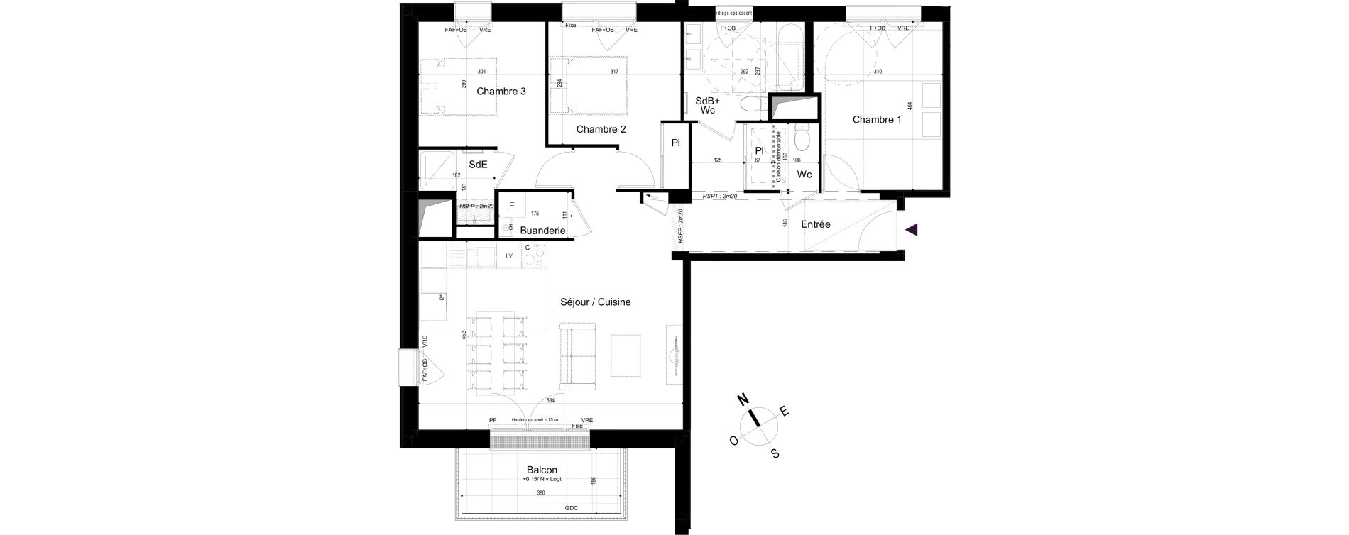 Appartement T4 de 89,52 m2 &agrave; Mondeville Vall&eacute;e barrey - piscine - madelaine