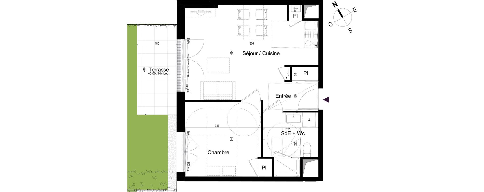 Appartement T2 de 44,69 m2 &agrave; Mondeville Vall&eacute;e barrey - piscine - madelaine