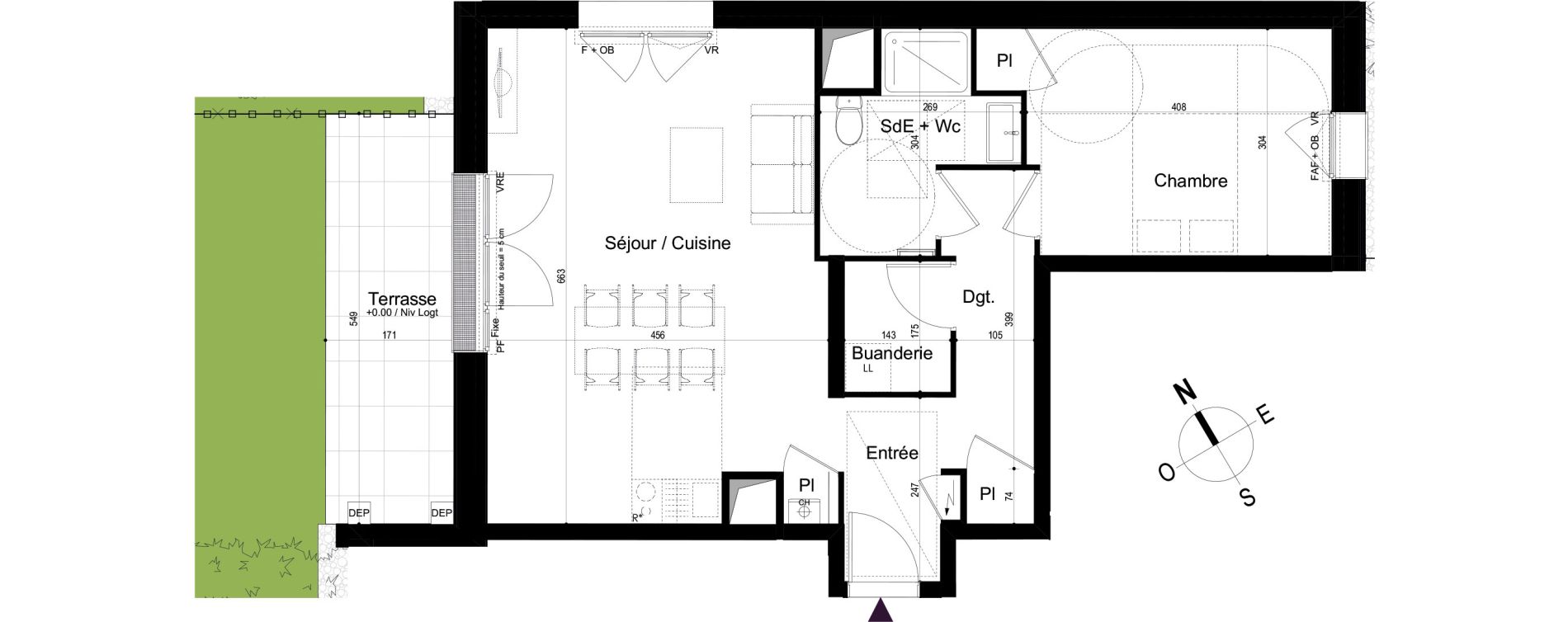 Appartement T2 de 58,53 m2 &agrave; Mondeville Vall&eacute;e barrey - piscine - madelaine