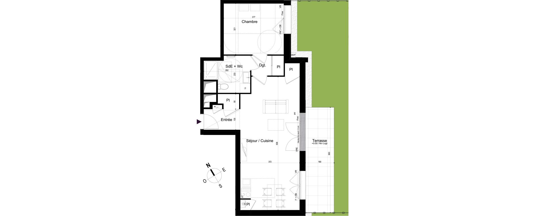 Appartement T2 de 55,76 m2 &agrave; Mondeville Vall&eacute;e barrey - piscine - madelaine