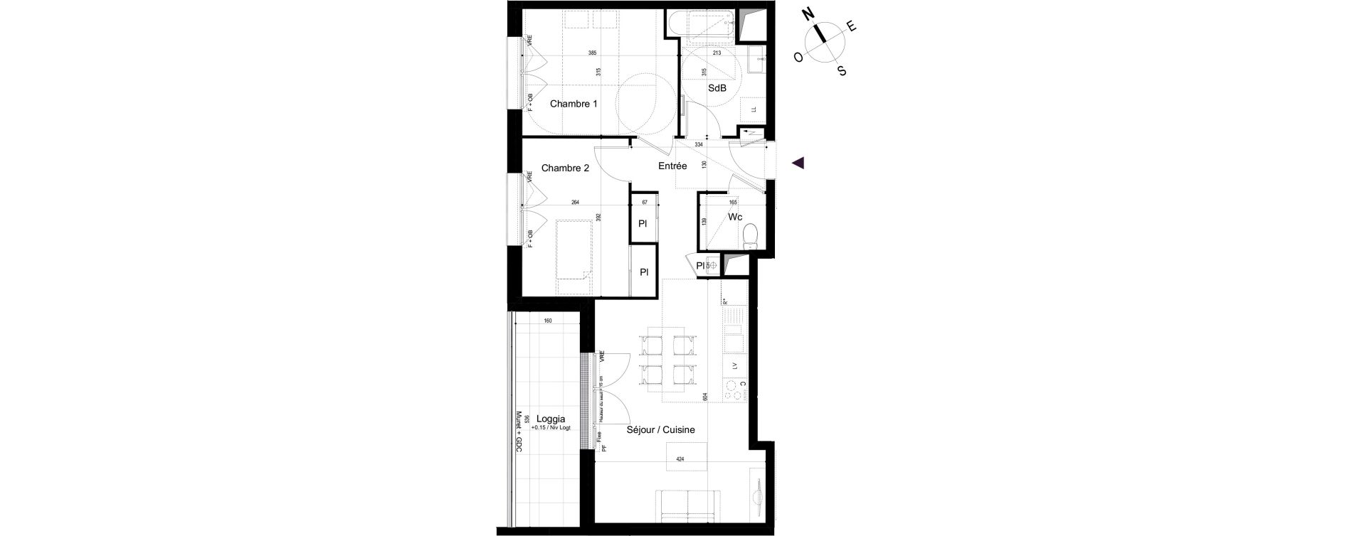 Appartement T3 de 62,11 m2 &agrave; Mondeville Vall&eacute;e barrey - piscine - madelaine