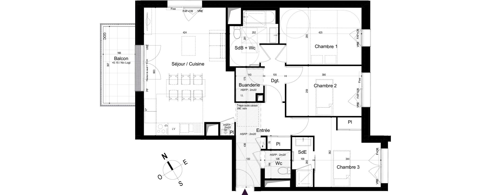 Appartement T4 de 88,23 m2 &agrave; Mondeville Vall&eacute;e barrey - piscine - madelaine