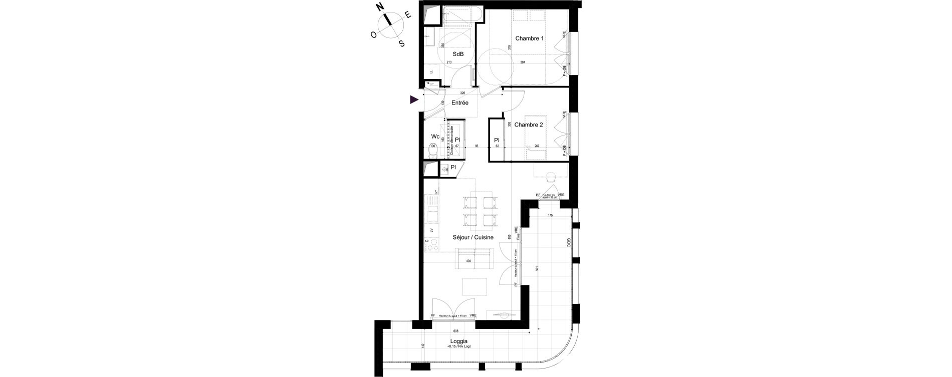 Appartement T3 de 65,51 m2 &agrave; Mondeville Vall&eacute;e barrey - piscine - madelaine