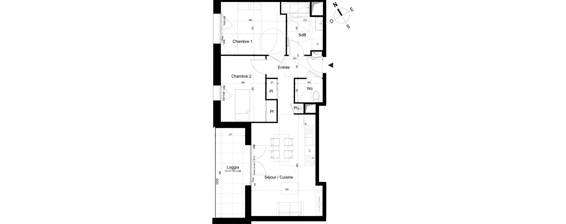 Appartement T3 de 62,06 m2 &agrave; Mondeville Vall&eacute;e barrey - piscine - madelaine