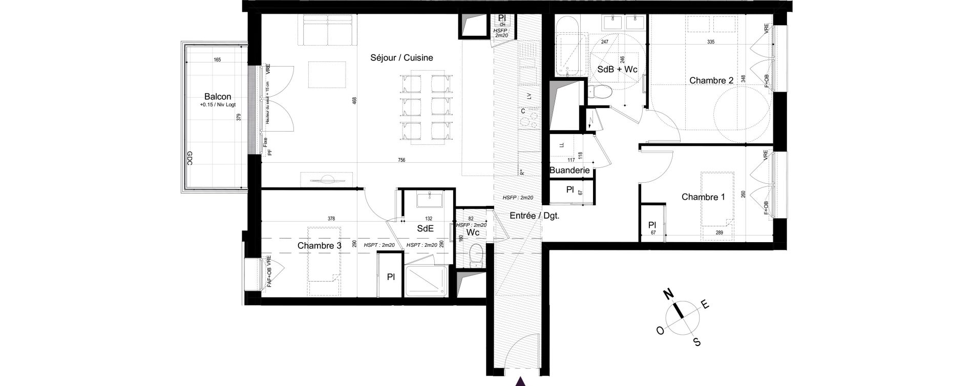 Appartement T4 de 91,75 m2 &agrave; Mondeville Vall&eacute;e barrey - piscine - madelaine