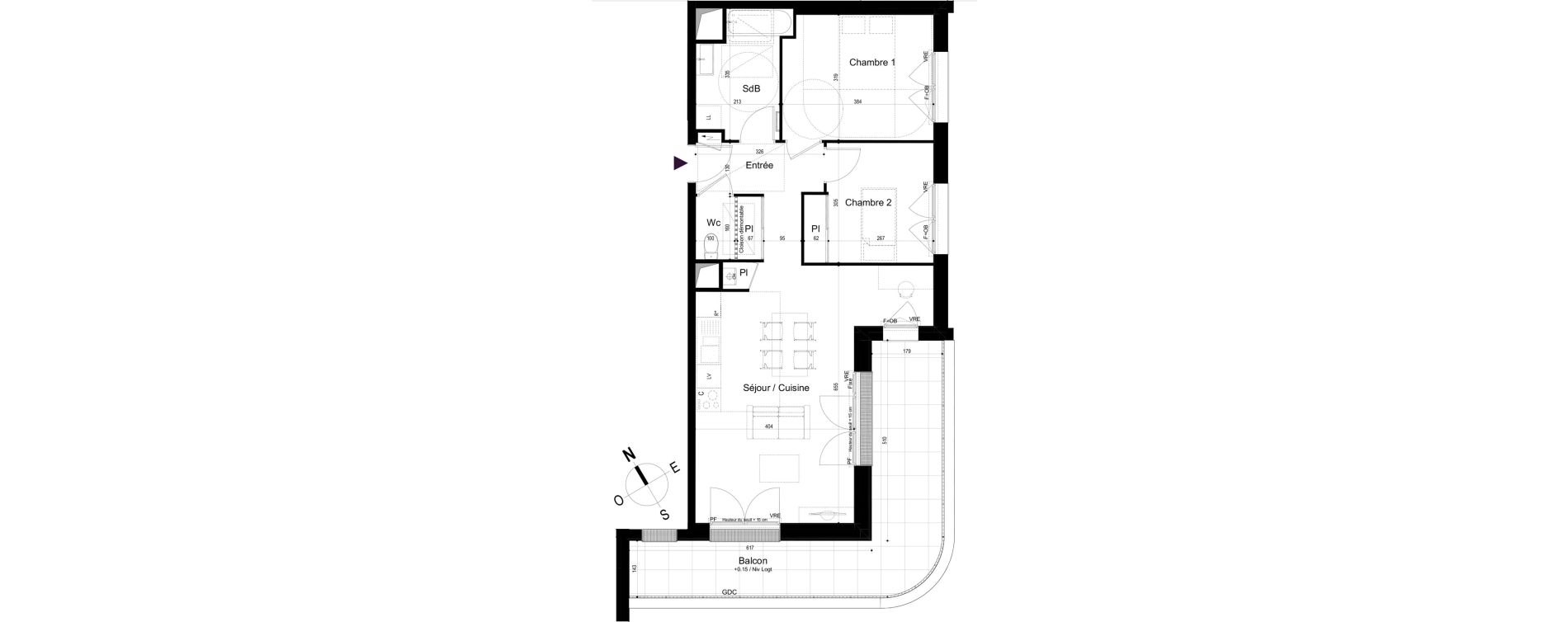 Appartement T3 de 65,50 m2 &agrave; Mondeville Vall&eacute;e barrey - piscine - madelaine