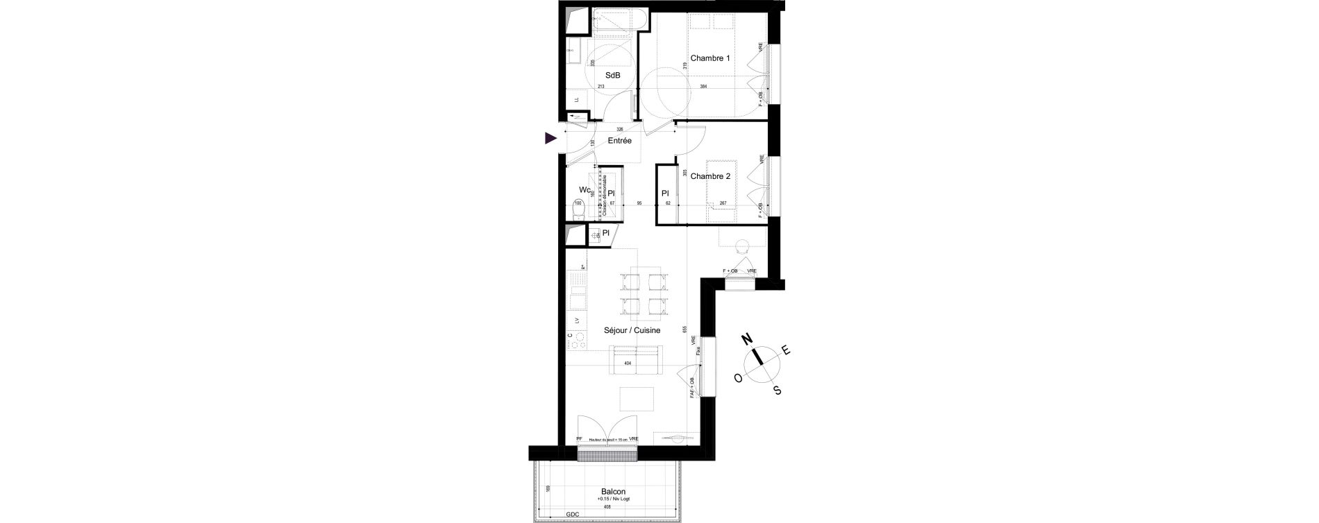 Appartement T3 de 65,53 m2 &agrave; Mondeville Vall&eacute;e barrey - piscine - madelaine