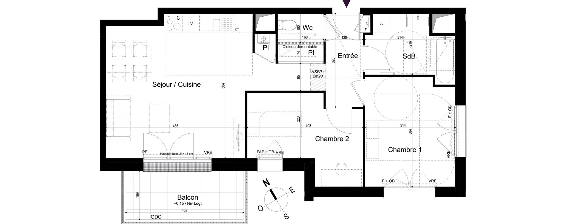 Appartement T3 de 62,36 m2 &agrave; Mondeville Vall&eacute;e barrey - piscine - madelaine