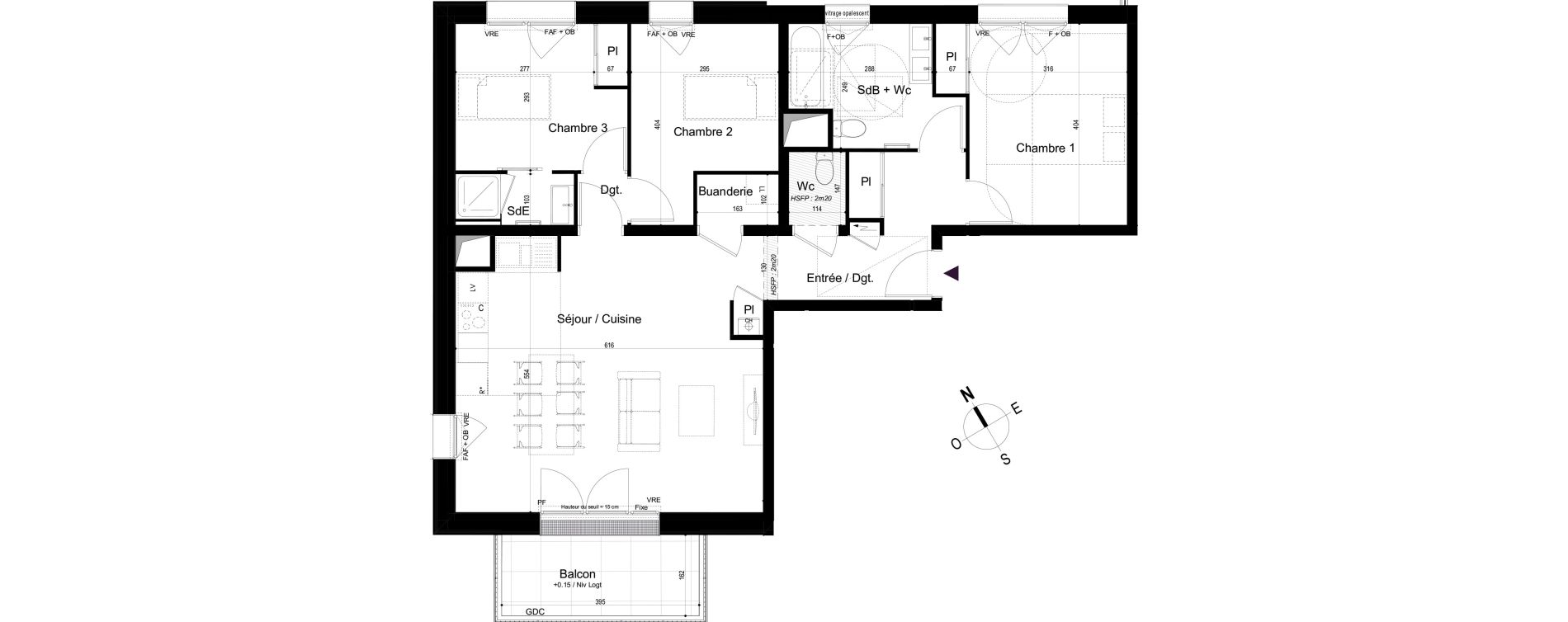 Appartement T4 de 88,98 m2 &agrave; Mondeville Vall&eacute;e barrey - piscine - madelaine