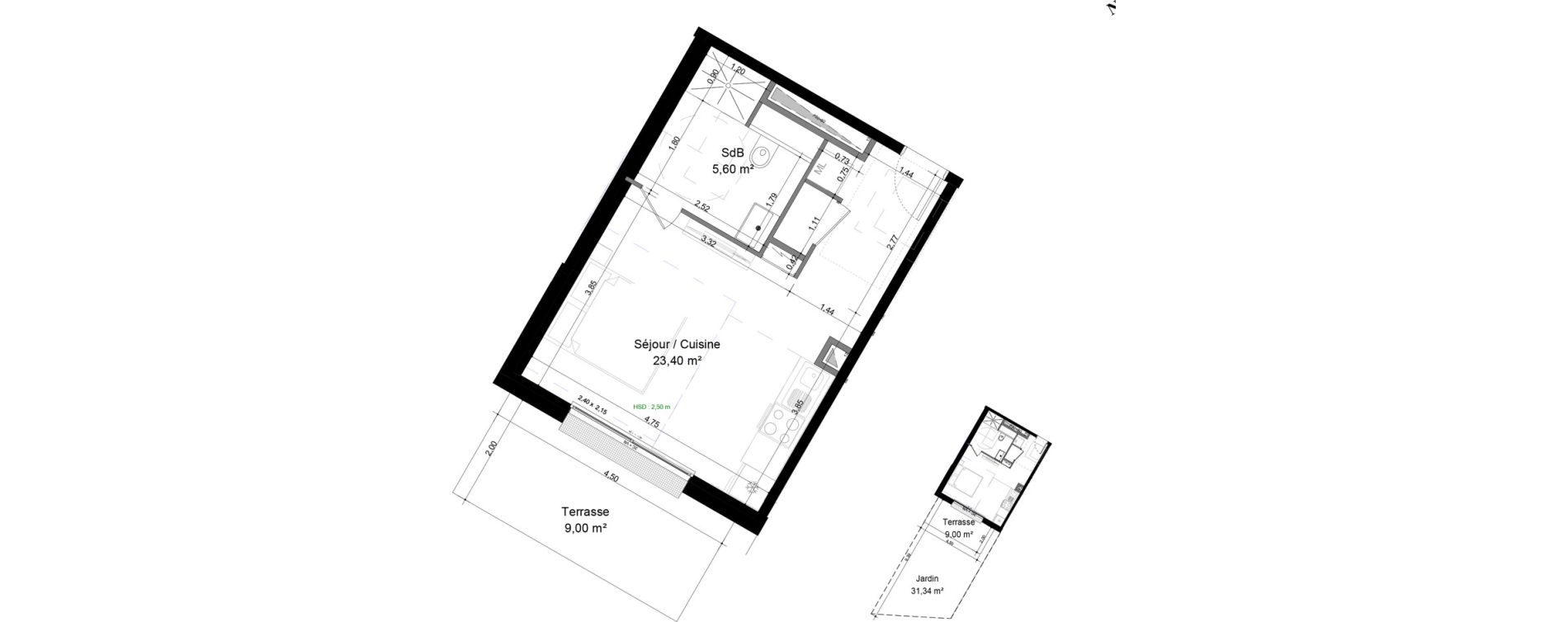 Appartement T1 de 29,00 m2 &agrave; Mondeville Centre