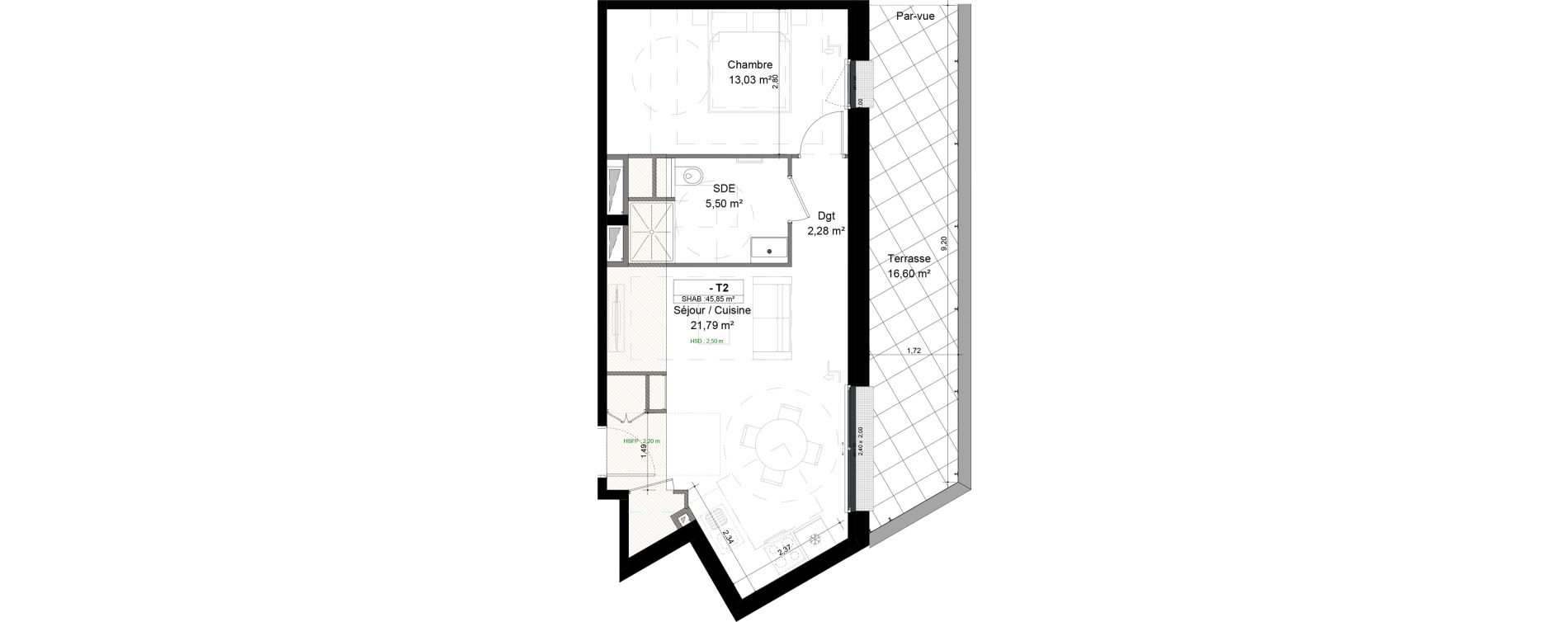 Appartement T2 de 45,85 m2 &agrave; Mondeville Centre