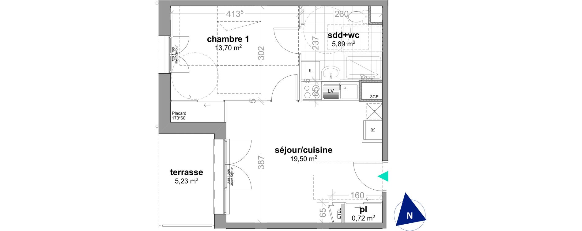 Appartement T2 de 40,00 m2 &agrave; Ouistreham Centre