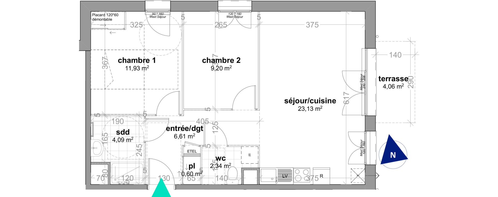 Appartement T3 de 58,00 m2 &agrave; Ouistreham Centre