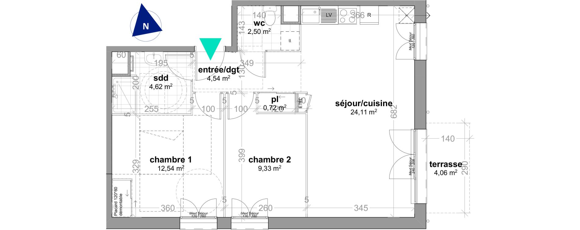Appartement T3 de 58,00 m2 &agrave; Ouistreham Centre