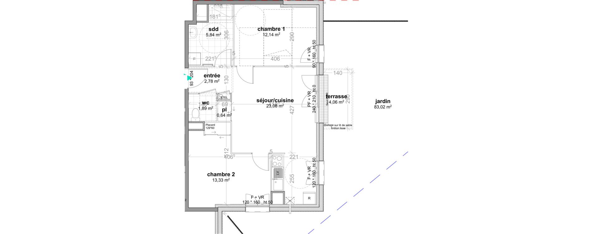 Appartement T3 de 59,70 m2 &agrave; Ouistreham Centre