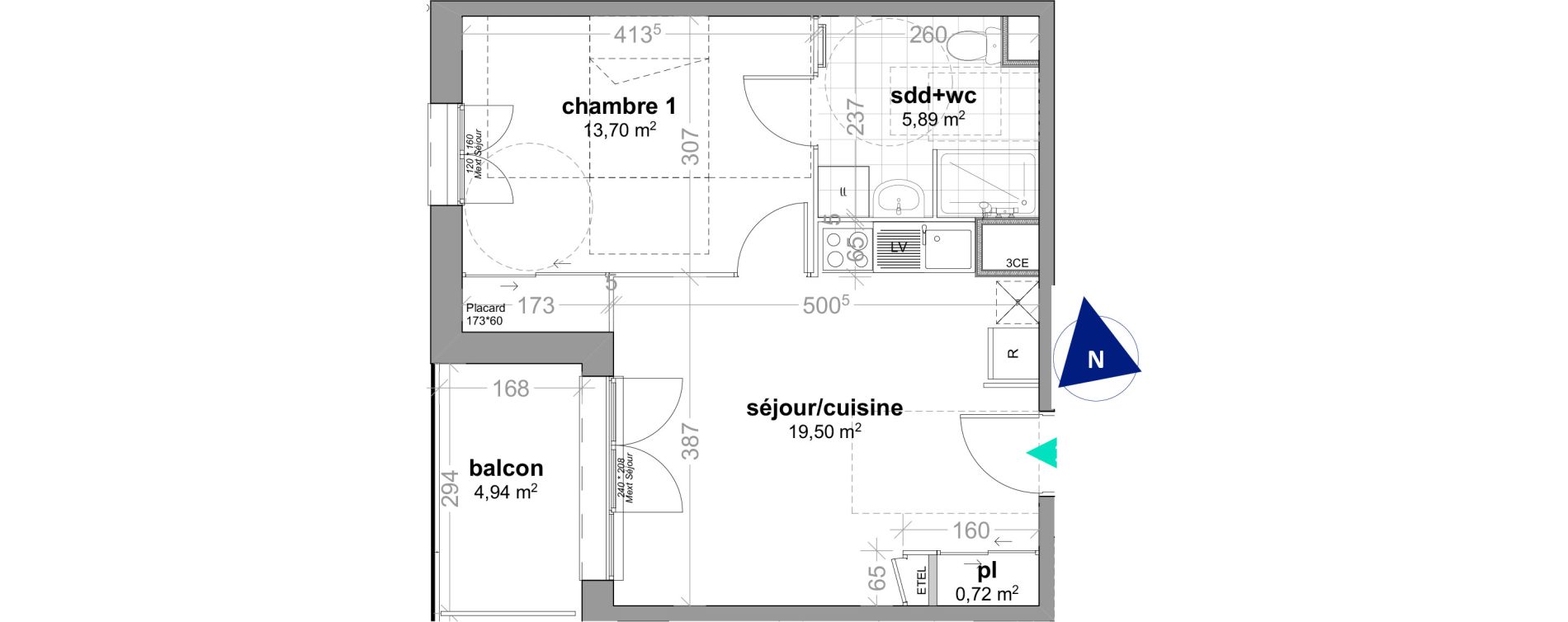 Appartement T2 de 40,00 m2 &agrave; Ouistreham Centre