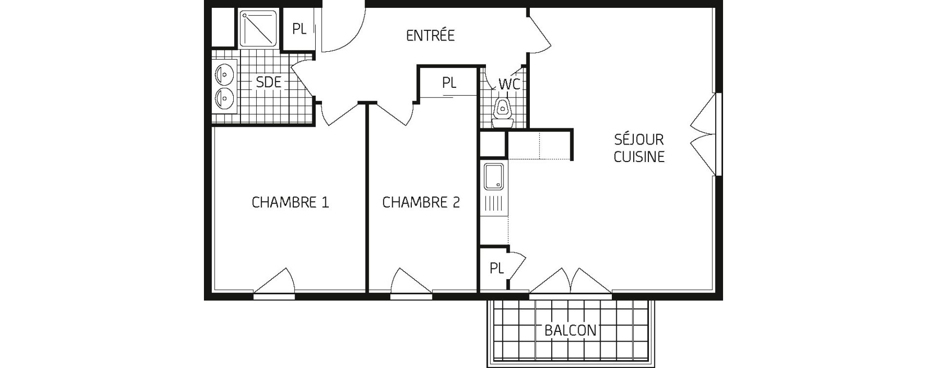 Appartement T3 de 58,98 m2 &agrave; Ouistreham Centre
