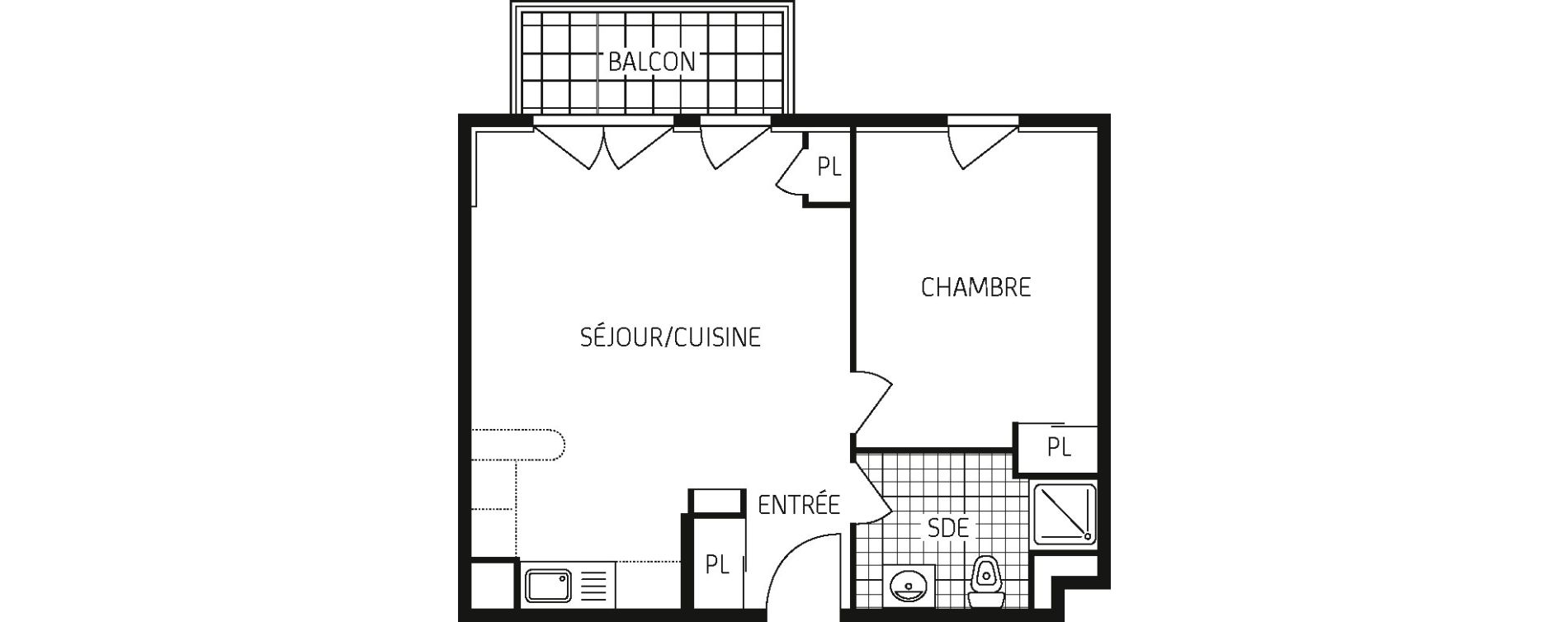 Appartement T2 de 43,37 m2 &agrave; Ouistreham Centre