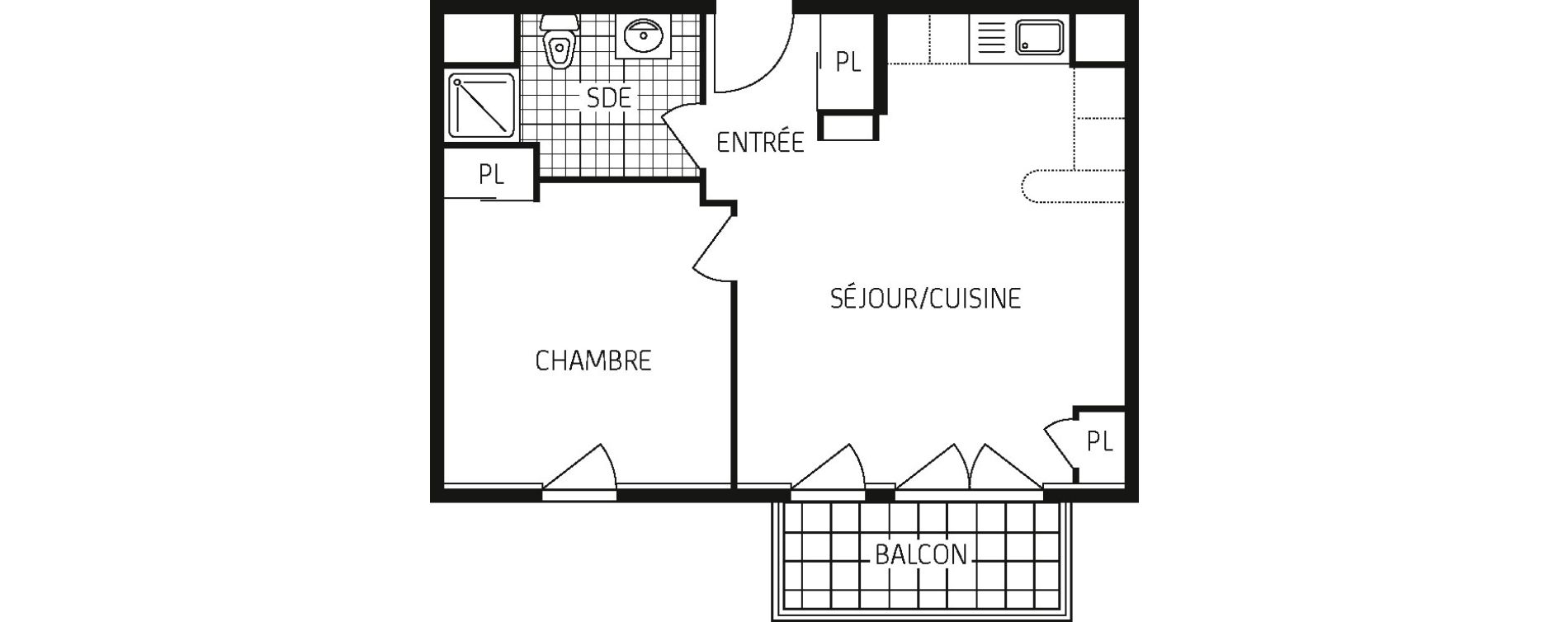 Appartement T2 de 41,49 m2 &agrave; Ouistreham Centre