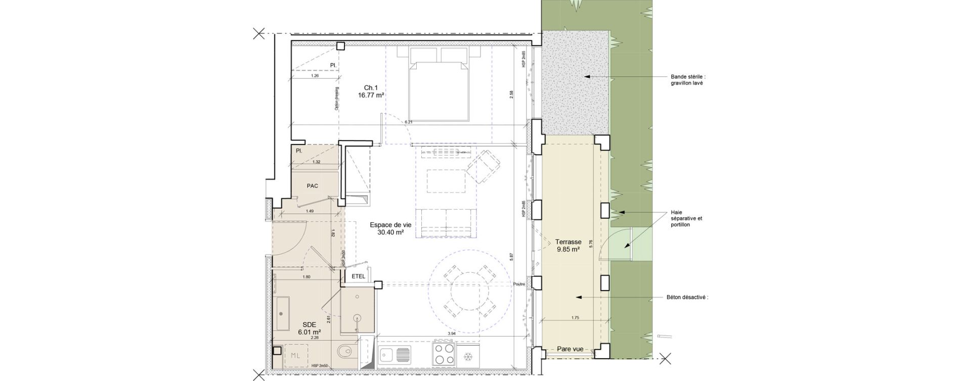 Appartement T2 de 53,18 m2 &agrave; Ouistreham Centre