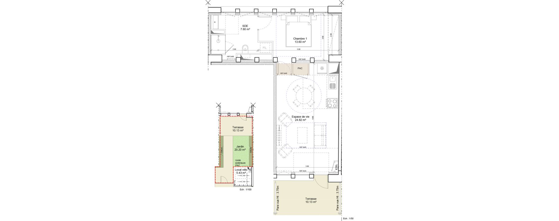Appartement T2 de 46,01 m2 &agrave; Ouistreham Centre