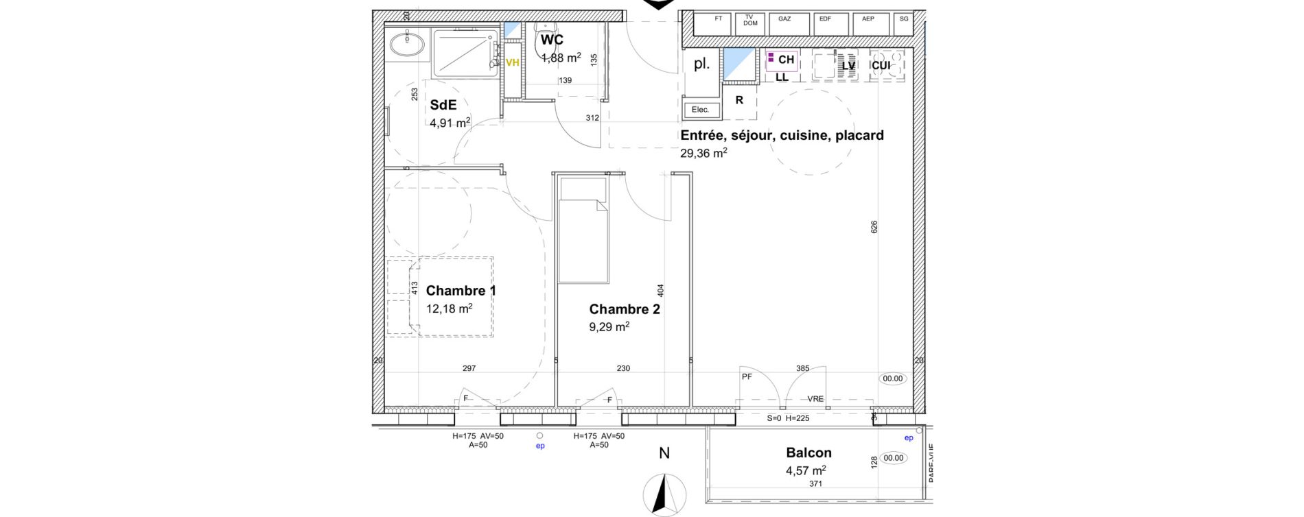 Appartement T3 de 57,62 m2 &agrave; Pont-L'Ev&ecirc;que Le mont fiquet