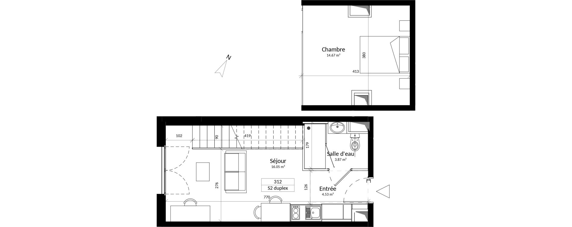 Duplex T2 de 39,12 m2 &agrave; Saint-Contest Centre