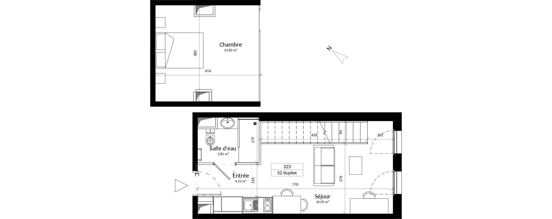 Duplex T2 de 39,26 m2 &agrave; Saint-Contest Centre