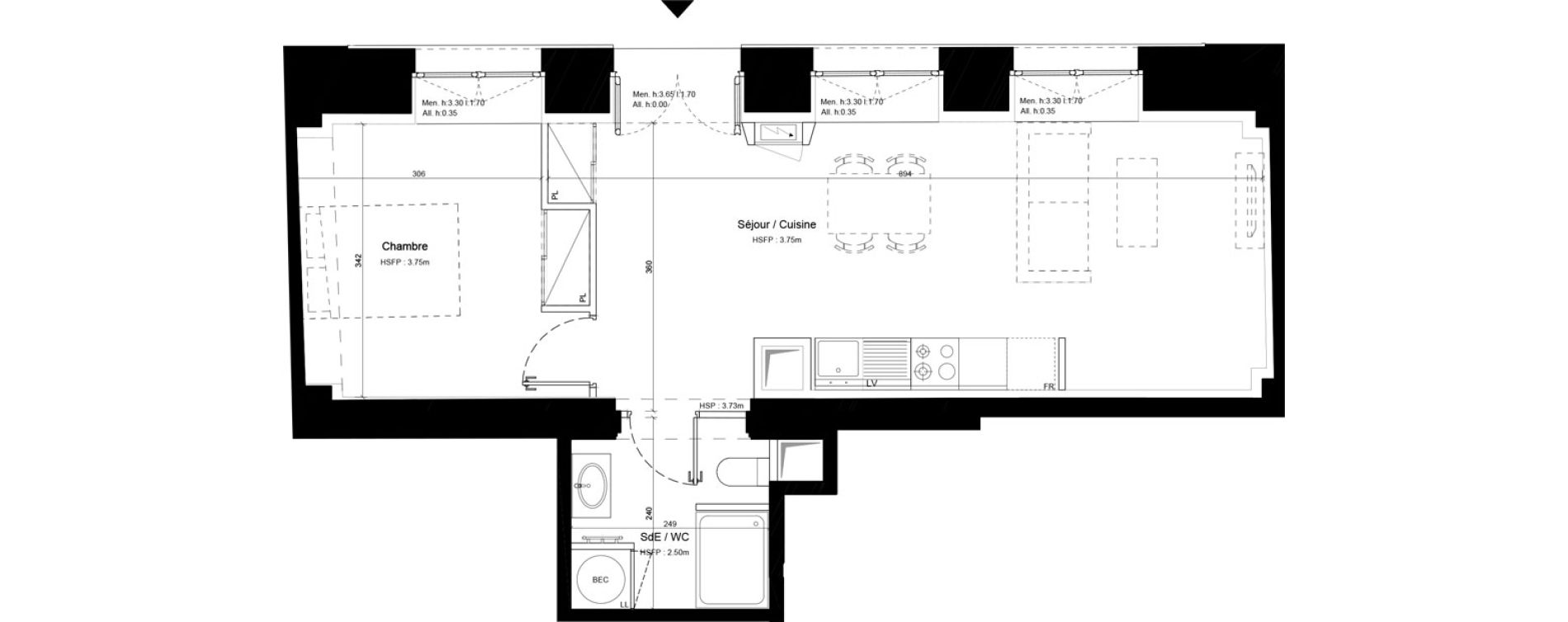 Appartement T2 de 45,60 m2 &agrave; Sommervieu Centre