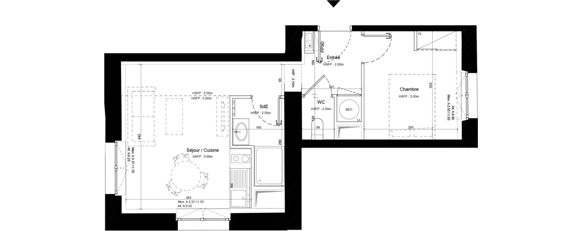 Appartement T2 de 34,90 m2 &agrave; Sommervieu Centre