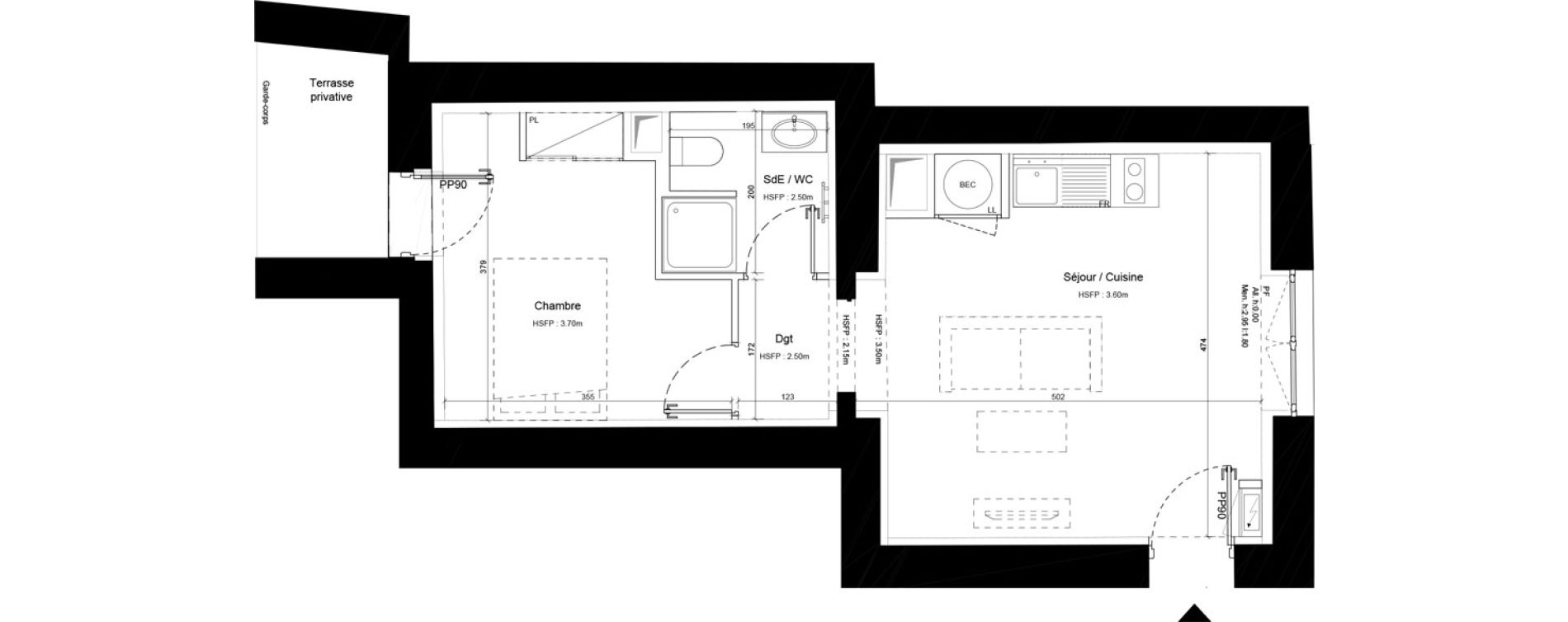 Appartement T2 de 38,30 m2 &agrave; Sommervieu Centre