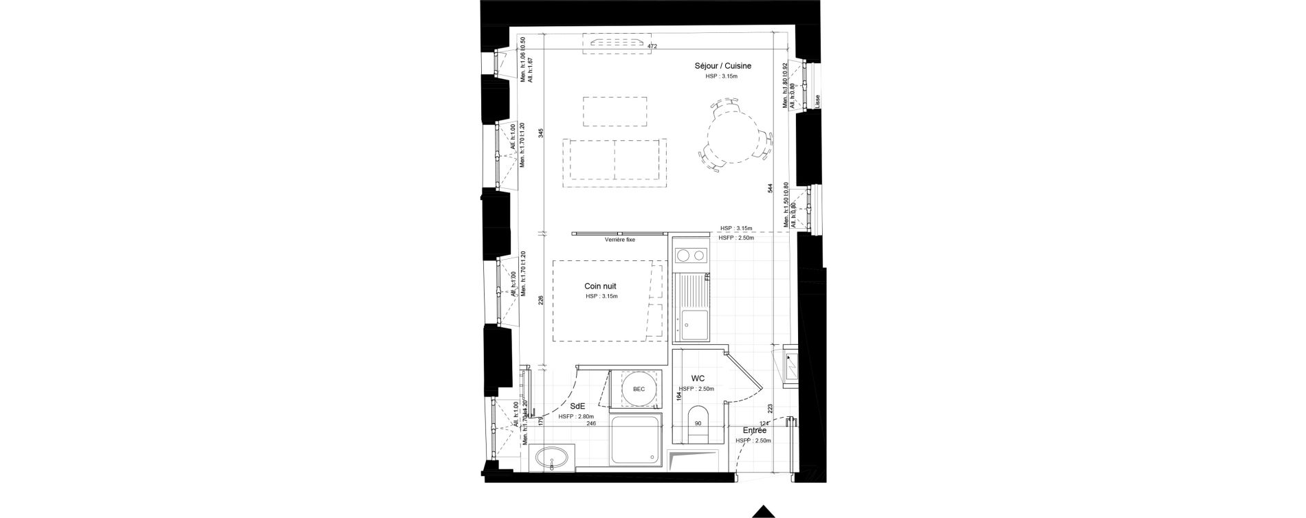 Appartement T1 de 34,40 m2 &agrave; Sommervieu Centre