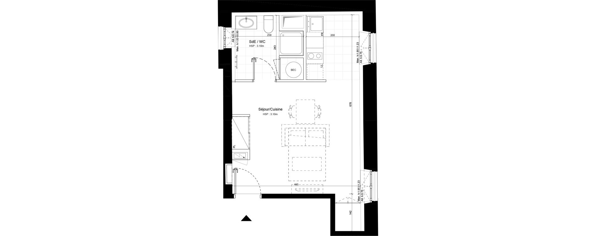 Appartement T1 de 32,30 m2 &agrave; Sommervieu Centre